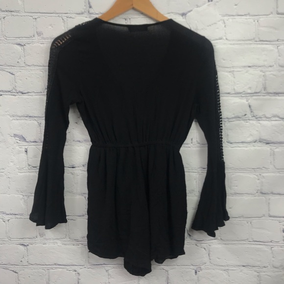 Mello Yello Black Crochet Boho Romper - Picture 2 of 7